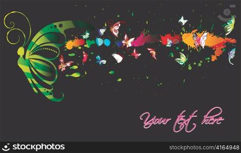 watercolor grunge with butterflies vector illustration