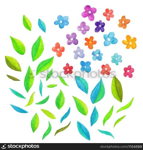 Watercolor hand drawn abstract vector floral elements. . Watercolor vector floral elements.