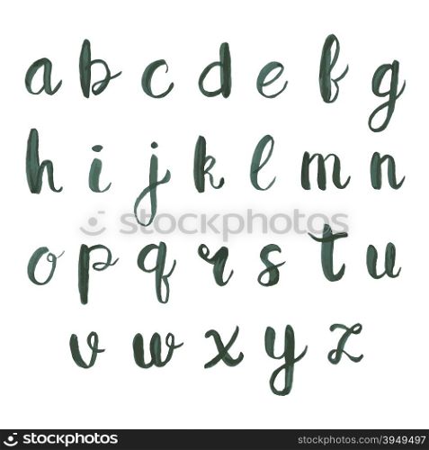 Watercolor hand drawn alphabet. Watercolor hand drawn alphabet. Vector illustration. Brush and black ink painted letters. Calligraphy lettering set