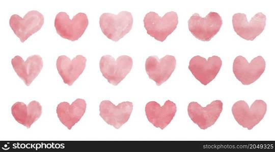 Watercolor hearts on white background vector illustration