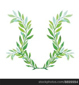 Watercolor Laurel Wreath Isolated on White Background. Vector illustration.