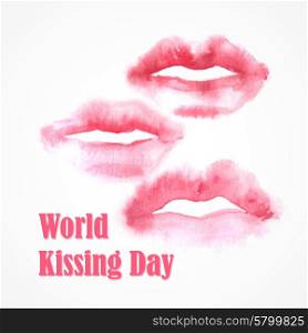 Watercolor lips. World Kissing Day. Watercolor lips. World Kissing Day. EPS 10