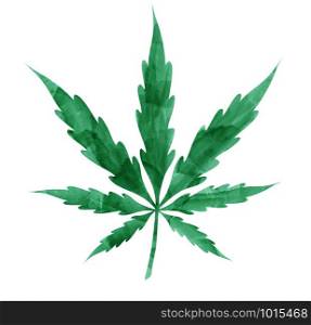 watercolor Marijuana leaf isolated on white background
