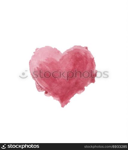 Watercolor painted heart. Watercolor painted red heart on white background. Vector illustration