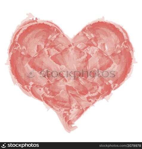 Watercolor painted red heart, vector element for your design