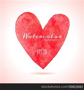 Watercolor painted red heart. Vector isolated element for your design.. Watercolor painted red heart.