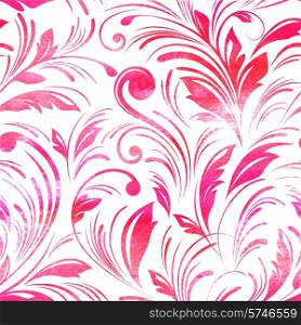 Watercolor pink floral seamless pattern. Vector background
