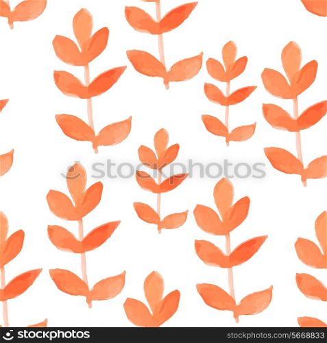 Watercolor red leaf seamless pattern. Vector illustration