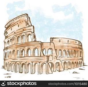watercolor roman colosseum