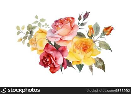 Watercolor rose flowers arrangement. Vector illustration design.