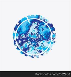 watercolor round blue background with a round line. paint brush stroke design. abstract grunge texture for banner illustration