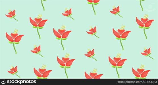 Watercolor seamless pattern flower red rose peony