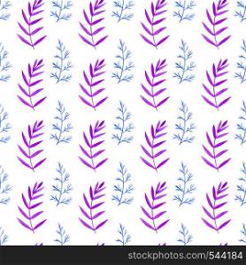 Watercolor seamless pattern with branches in blue and violet colors. Floral vector hand paint background. For print, packaging, wrapping and textile. Watercolor seamless pattern with branches in blue and violet colors. Floral vector hand paint background. For print, packaging, wrapping