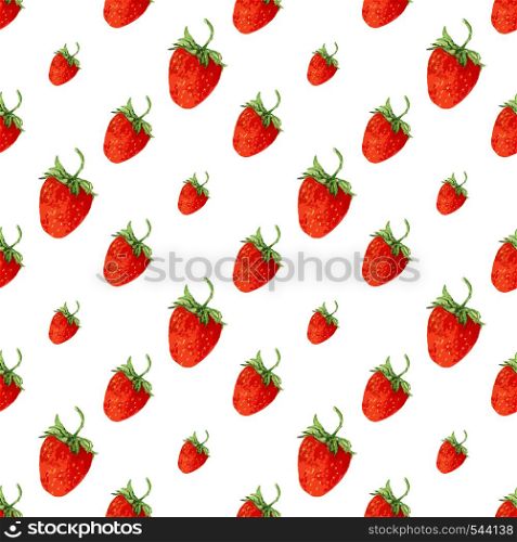 Watercolor seamless pattern with red strawberries. Vector background for print. Hand drawn illustration for eco product design, soap package, textile, wrapping, fabric etc. Watercolor seamless pattern with red strawberries. Vector background for print. Hand drawn