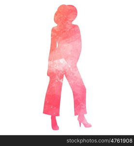 Watercolor silhouette of woman