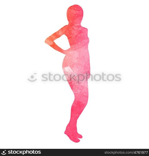 Watercolor silhouette of woman