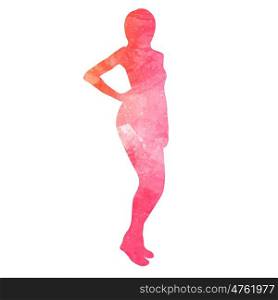 Watercolor silhouette of woman