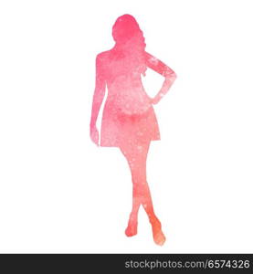 Watercolor silhouette of woman