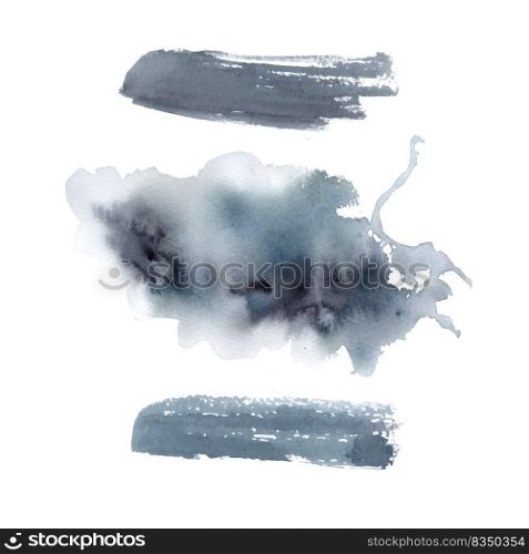 Watercolor splash design with mixed black, white, blue illustration template.