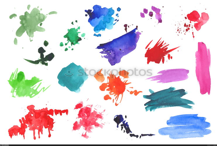 Watercolor splatters collection. Collection of watercolor splatters isolated on white.