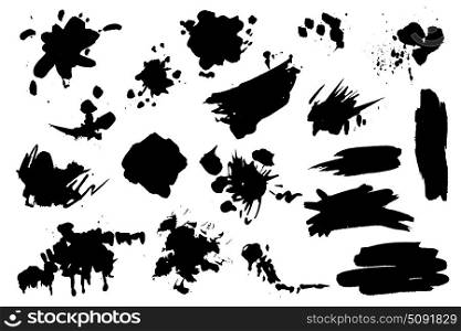 Watercolor splatters collection. Collection of watercolor splatters isolated on white.
