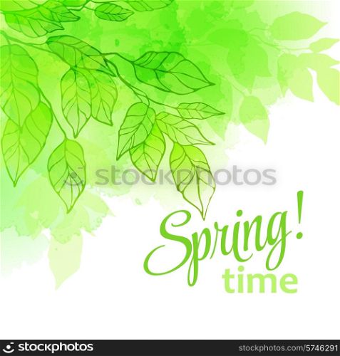 Watercolor spring leaves. Vector illustration EPS 10. Watercolor spring leaves. Vector illustration