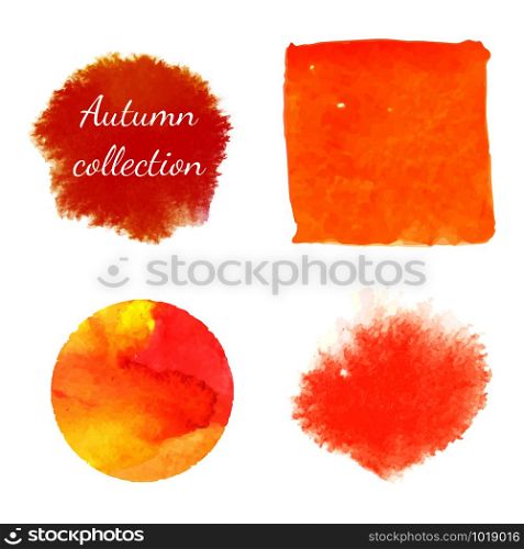 Watercolor stains autumn color collection