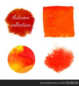 Watercolor stains autumn color collection