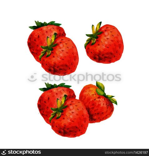 Watercolor strawberry vector red berry organic. Watercolor strawberry vector red berry organic food