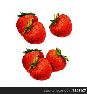 Watercolor strawberry vector red berry organic. Watercolor strawberry vector red berry organic food