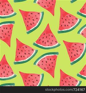 watercolor summer background with watermelon slices