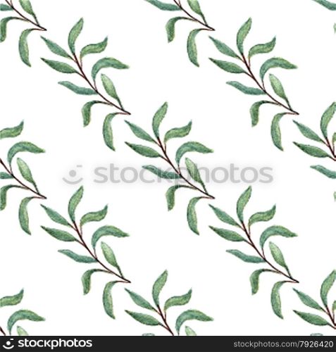 Watercolor tree branch seamless pattern. Vector leaf seamless background. Watercolor tree branch seamless pattern.