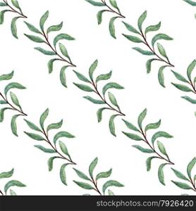Watercolor tree branch seamless pattern. Vector leaf seamless background. Watercolor tree branch seamless pattern.