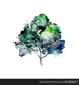 Watercolor tree hand draw vector nature painting