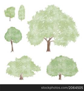 Watercolor tree on white background vector illustration
