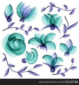 Watercolor vector floral elements. Watercolor vector floral elements suitable for wedding invitation or greeting card