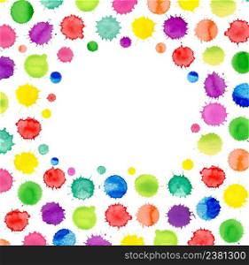 Watercolor vector multicolored background. Colorful watercolor splash pattern. Watercolor splash on white background. Multicolored watercolor blot template. Abstract watercolor background