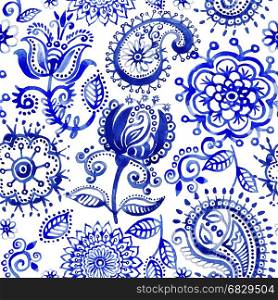 Watercolor vector pattern in Paisley style