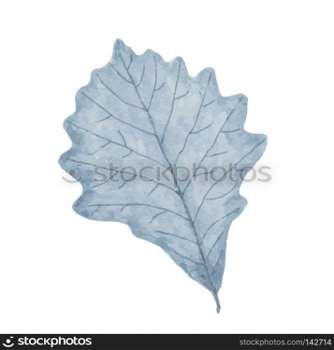 Watercolor winter frozen leaf isolated on white background, vector format