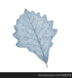 Watercolor winter frozen leaf isolated on white background, vector format