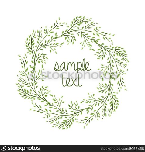Watercolor Wreath. Branch Frame. Hand Drawn Illustration. Vector.