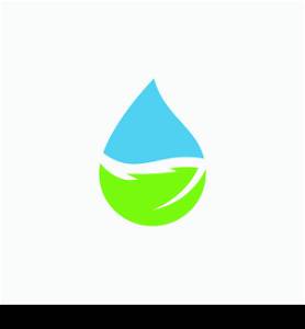 waterdrop and leave logo illustration vektor template
