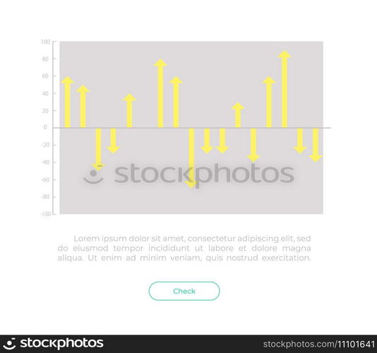 Waterfall chart UI element template. Editable isolated vector dashboard component. Flat user interface. Visual data presentation. Web design widget for mobile application with light theme. Waterfall chart UI element template