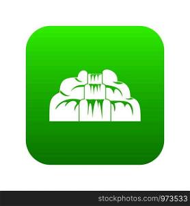 Waterfall icon digital green for any design isolated on white vector illustration. Waterfall icon digital green