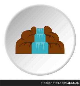 Waterfall icon in flat circle isolated on white background vector illustration for web. Waterfall icon circle