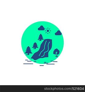 waterfall, tree, pain, clouds, nature Glyph Icon.. Vector EPS10 Abstract Template background