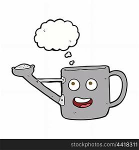 watering can cartoon with thought bubble
