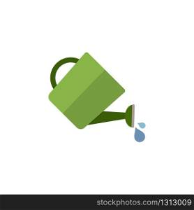 Watering can. Flat color icon. Isolated gardening vector illustration