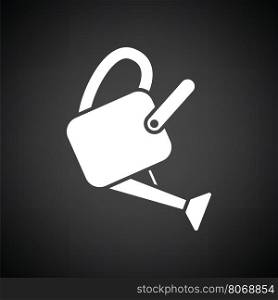 Watering can icon. Black background with white. Vector illustration.