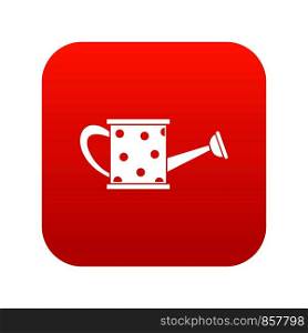 Watering can icon digital red for any design isolated on white vector illustration. Watering can icon digital red